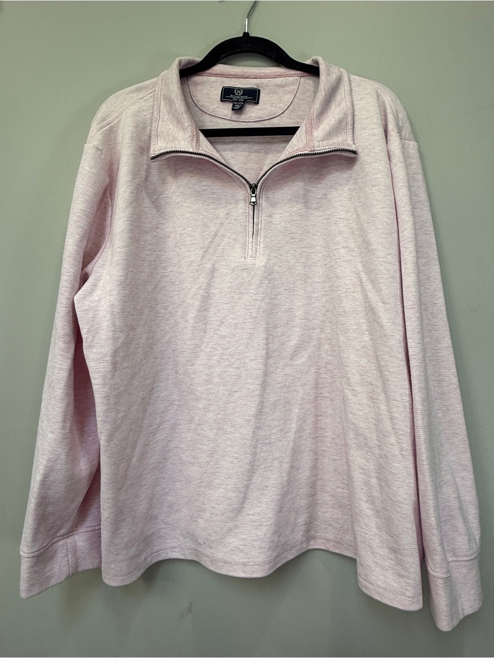 Magaschoni Men’s Light Pink Half-Zip Sweater